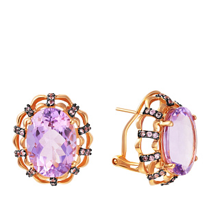 Серьги из красного золота с аметистом