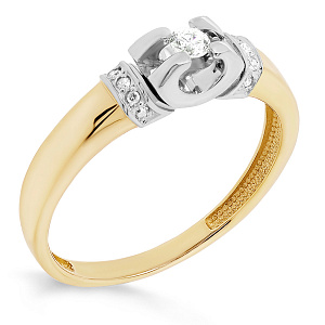 Кольцо из желтого золота с бриллиантами