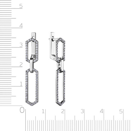 Серьги с английским замком из белого золота с бриллиантами