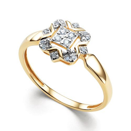 Кольцо из желтого золота с бриллиантами