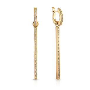 Серьги с английским замком из желтого золота с бриллиантом