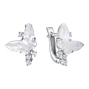 Серьги с английским замком из серебра с перламутром