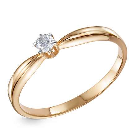 Кольцо помолвочное из красного золота с бриллиантом