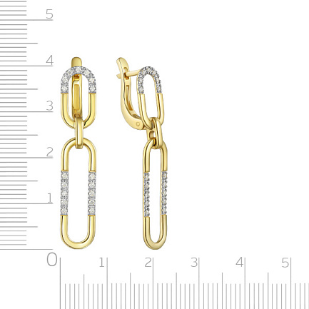 Серьги с английским замком из желтого золота с бриллиантами