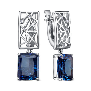 Серьги с английским замком из серебра с бриллиантом