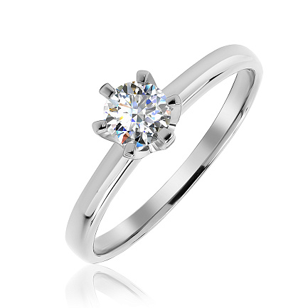 Кольцо помолвочное из белого золота с бриллиантом