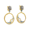 Серьги с английским замком из серебра с лунными камнями