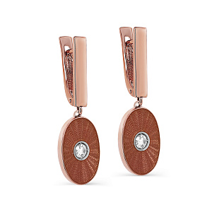 Серьги с английским замком из красного золота с бриллиантами