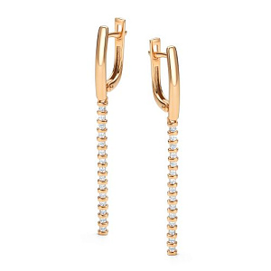 Серьги с английским замком из красного золота с бриллиантами