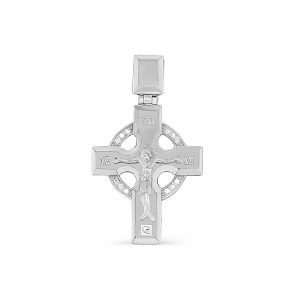 Крест из белого золота с бриллиантами