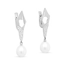 Серьги с английским замком из серебра с жемчугом