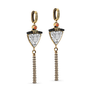 Серьги с английским замком из серебра с цитринами