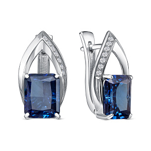 Серьги с английским замком из серебра с бриллиантом