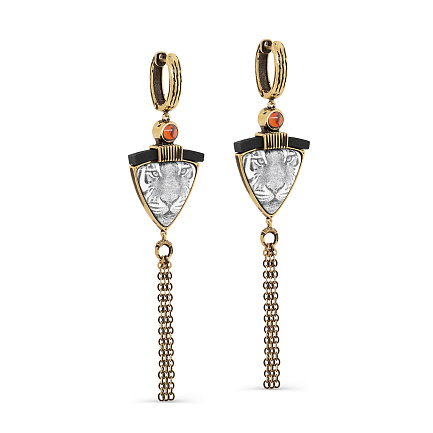 Серьги с английским замком из серебра с цитринами