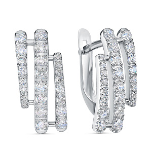 Серьги с английским замком из серебра с фианитами