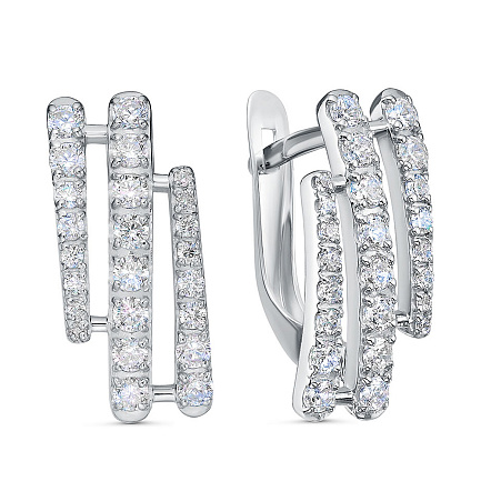 Серьги с английским замком из серебра с фианитами