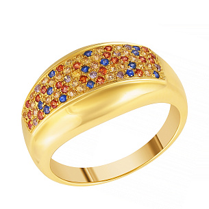 Кольцо из желтого золота с бриллиантами и сапфирами