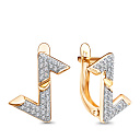 Серьги с английским замком из красного золота с фианитами