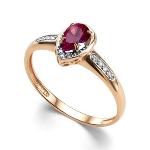 Кольцо из красного золота с бриллиантом