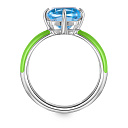 Кольцо из серебра с топазом, эмалью