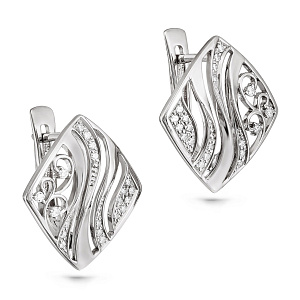 Серьги с английским замком из серебра с фианитами