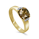 Кольцо из желтого золота с бриллиантами, раухтопазом