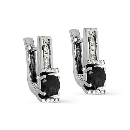 Серьги с английским замком из белого золота с бриллиантами