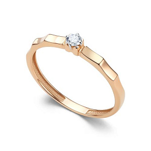 Кольцо из красного золота с бриллиантом