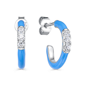 Серьги с английским замком из серебра с фианитами