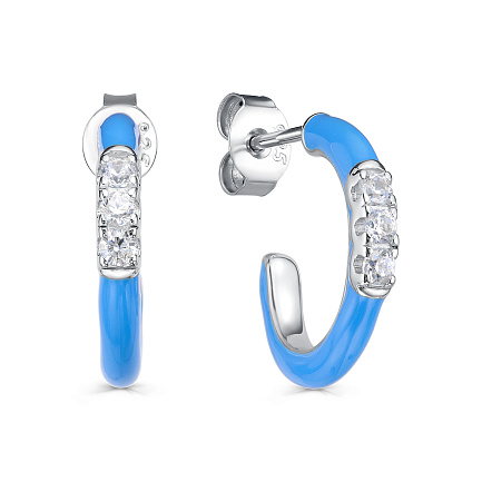 Серьги с английским замком из серебра с фианитами