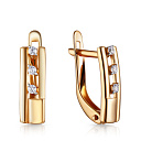 Серьги с английским замком из красного золота с фианитом