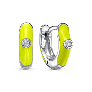 Серьги с английским замком из серебра с фианитом