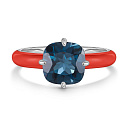 Кольцо из серебра с топазом, эмалью