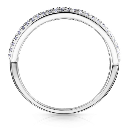 Кольцо из белого золота с бриллиантами, сапфирами