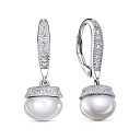 Серьги с английским замком из серебра с жемчугом