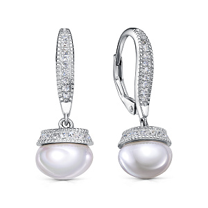 Серьги с английским замком из серебра с жемчугом