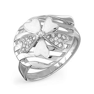 Кольцо из серебра с фианитами