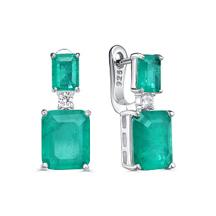 Серьги с английским замком из серебра с алпанитом