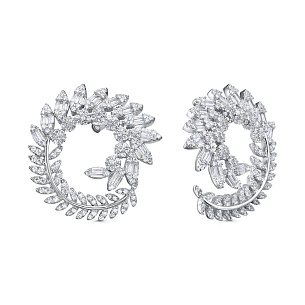 Серьги с английским замком из серебра с фианитом