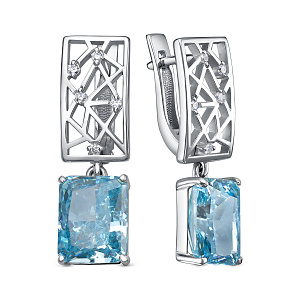 Серьги с английским замком из серебра с бриллиантами