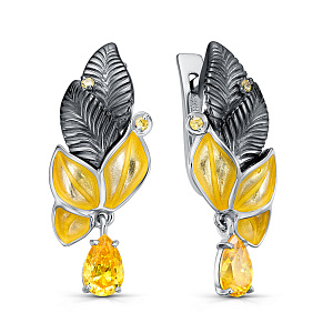 Серьги с английским замком из серебра с фианитами