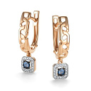 Серьги с английским замком из красного золота с бриллиантами