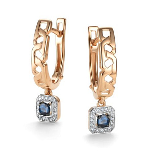 Серьги с английским замком из красного золота с бриллиантами