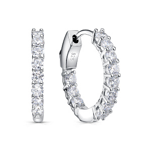 Серьги с английским замком из серебра с фианитами