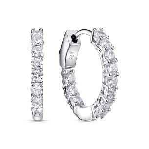 Серьги с английским замком из серебра с фианитом