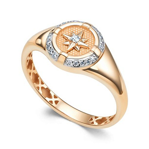 Кольцо из красного золота с бриллиантом