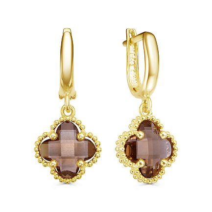 Серьги с английским замком из серебра с султанитами