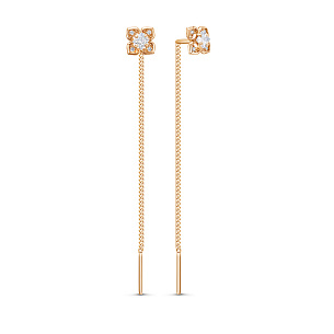 Серьги из красного золота с фианитом