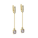 Серьги с английским замком из желтого золота с бриллиантами