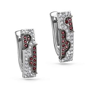 Серьги с английским замком из серебра с фианитами